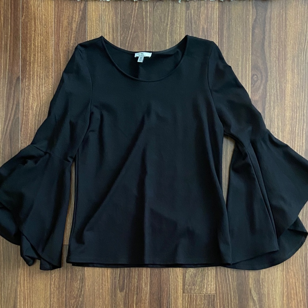 H by Halston Black Blouse with Bell Sleeves